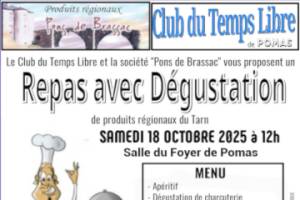REPAS AVEC DÉGUSTATION LE 18 OCTOBRE 2025